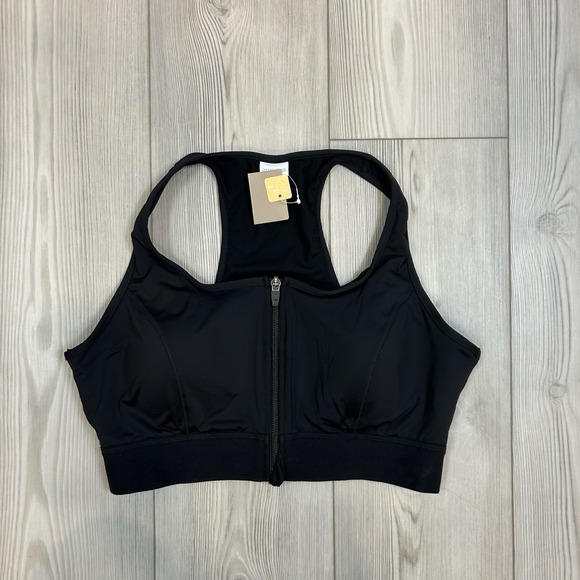 NWT Amoena 44070 Gloria Wire-Free Front Closure Racerback Bra Black Large Padded - Picture 1 of 10